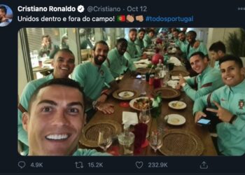 대표팀 선수들과 회식, 호날두 확진판정