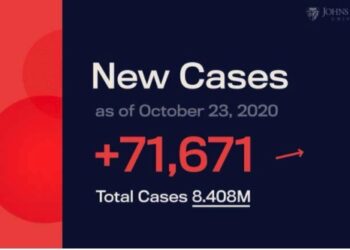 🔺10월23일 현황:미국 하루 7만1,000명..7월 이후 처음..시카고선 통행금지령