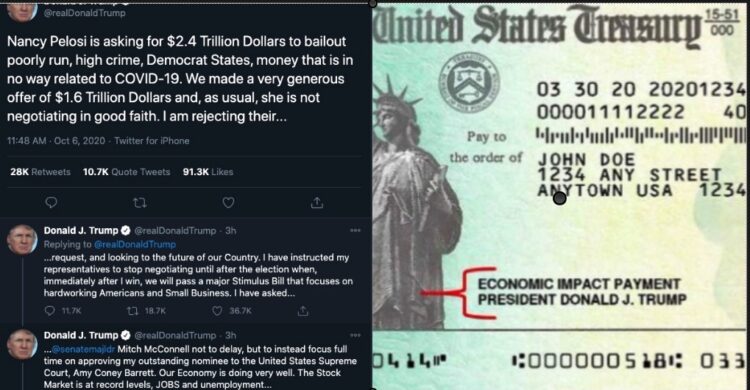 트럼프, 추가경기부양협상 전격중단선언…”1,200달러 날아갔다”