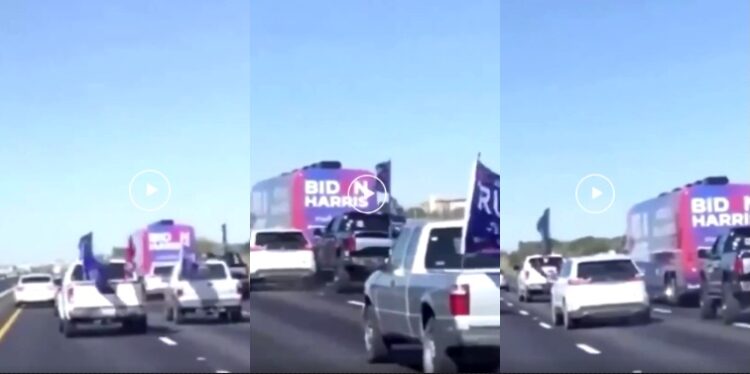 🔺 D-2 🔺트럼프 지지 차량들, 프리웨이서 바이든 유세버스 공격..오스틴 유세 취소