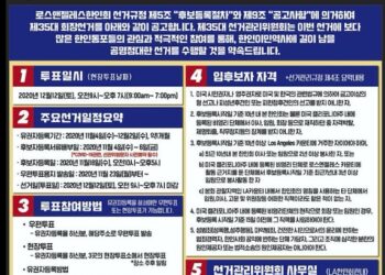 LA 한인회 제35대 회장 선거 공고…유권자등록 11월4일-12월2일