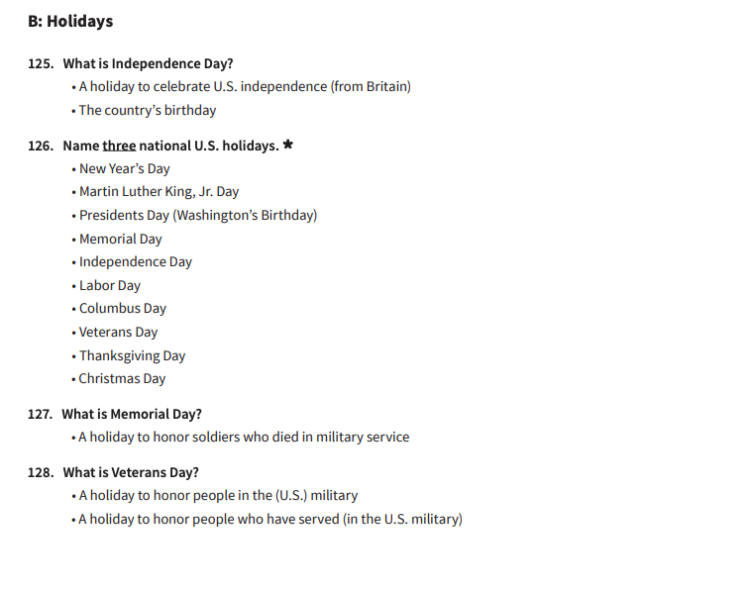 2020버전 시민권시험 전 문항 및 정답(2)…12월 1일부터 시행