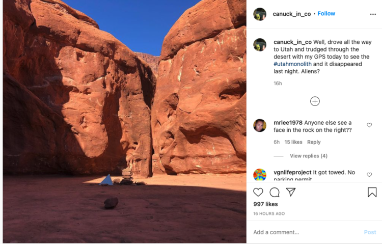 유타 사막 미스테리 금속기둥, 갑자기 사라졌다.