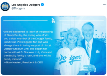 ‘다저스 목소리’ 빈 스컬리, 아내 샌드라 먼저 보냈다.