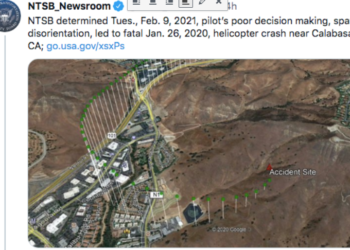 “6명 숨진 코비 헬기 참사는 조종사 과실”결론