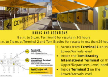 LAX,  1시간내 통보 신속 코로나 테스트 랩 설치