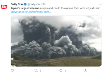 일본 활화산 아소산 분화…1㎞ 위치에 화쇄류 도달