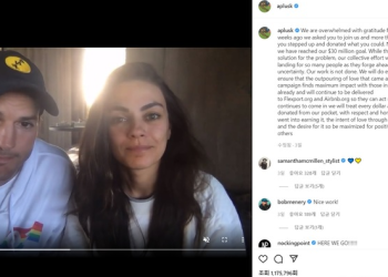 밀라 쿠니스·애쉬튼 커쳐, 2주만에 3500만달러 모금