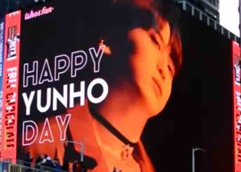 ‘에이티즈’ 윤호 생일선물 타임스퀘어 전광판(영상)