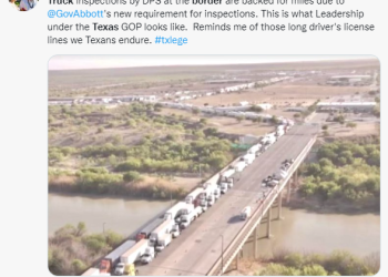 텍사스 자제 국경검문에 물류 대란, 트럭들 항의시위