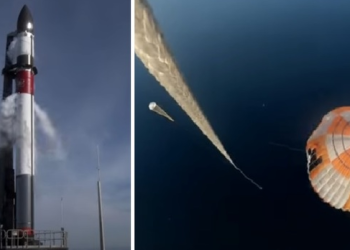 1단계 로켓, 헬기로 낚아채는 데 성공(영상)