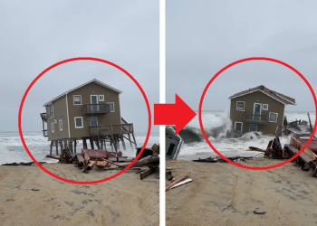 순식간에 사라진 바닷가 별장…파도에 휩쓸려(영상)