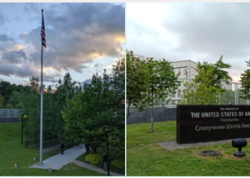 키이우 미국 대사관, 성조기 다시 올렸다