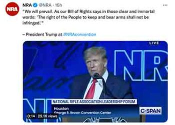 트럼프 “악의 존재는 무장의 이유”