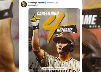 김하성, 2루타 두 방 ‘쾅쾅’…MLB 첫 4타점 경기