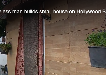 할리웃 대로변에 목재주택 짓고 사는 노숙자(영상)
