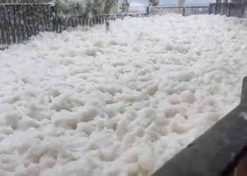 니콜 강타 플로리다 바다에 눈이 내렸나?(영상)