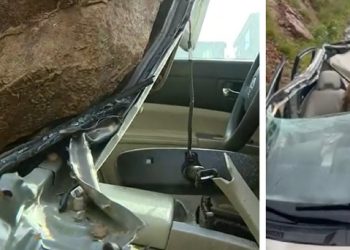 말리부서 거대 바위 차 위 추락..여친 전화 덕에 구사일생