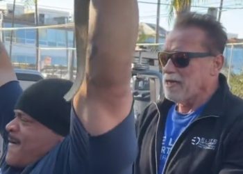 슈워제네거 운전 차량, 웨스트 LA서 자전거 충돌사고