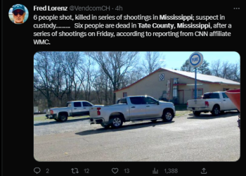 미시시피 주민 3백명 시골마을서 6명 총격 피살