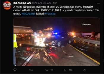 한파에 도로 결빙 10번프리웨이서 20중 추돌사고