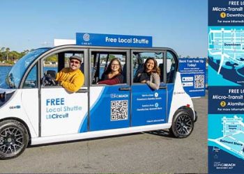 롱비치 오면 무료 전기셔틀 이용하세요