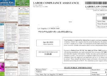 한인업체들 가짜편지에 속아 노동법포스터 울며 겨자먹기