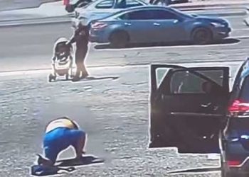 유모차 프리웨이로 구르던 그 순간, 영웅 등장(영상)