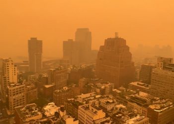 뉴욕인가 화성인가…하늘 뒤덮은 오렌지색 매연(영상)