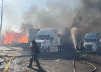 샌버나디노 팔레트 더미에 큰 불…산불로 번져