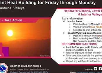 이번 주말 남가주 110도 치솟는다…폭염 경보.