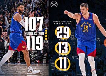 ‘디펜딩 챔피언’ 덴버, NBA 개막전서 레이커스에 완승