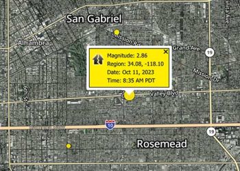샌개브리엘 밸리 규모 2.9 지진 발생