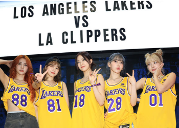 르세라핌, ‘LA 레이커스’ 승리 요정 됐다