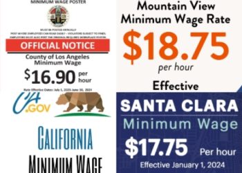 2024년 가주 도시별 최저임금(표) … 웨스트 할리웃 전국 최고 수준