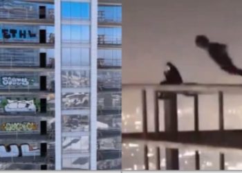 ‘그래피티’ 30층 빌딩, 이번엔 고공낙하 화제(영상)