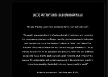 ‘플레이오프 충격 탈락’ 레이커스, 감독 전격 해고
