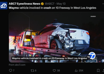 무인택시 ‘웨이모’, LA 10번 Fwy서 충돌사고