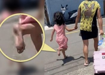 신발 잃어버린 딸 폭염 속 맨발로 아스팔트 걷게 해(영상)