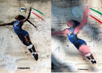 여자 배구 금메달 흑인 선수 벽화 … 피부색 덧칠 훼손