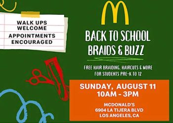 “백투스쿨 학생들 맥도날드에서 이발하세요”