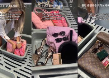 공항 보안검색대 트레이 꾸미기 유행에 승객들  불만폭발