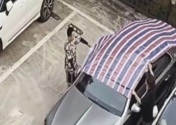 물 새는 마이바흐?…알록달록 방수포 화제