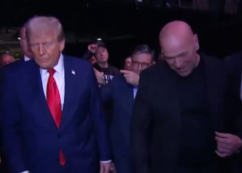 트럼프 UFC 경기장 깜짝 등장…머스크 등 동행(영상)