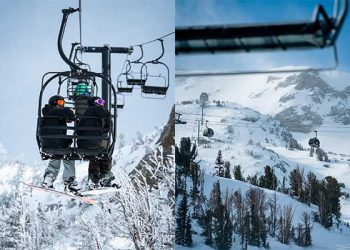 개장 앞둔 맘모스 스키장, 5인치 폭설