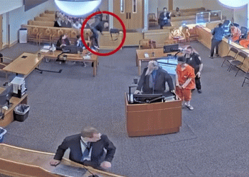 분노의 주먹질… 법정서 아들 살해범에 돌진(영상)