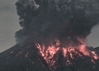 용암 솟구치자 ‘번쩍’…日 사쿠라지마 분화 순간(영상)
