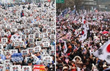 3·1절 외침 둘로 나뉘었다 …대학생도 정치권도 거리서 탄핵찬반