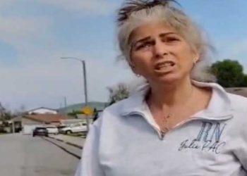 “영어로 말해” 임산부 노점상 밀쳐 넘어뜨린 백인여성 체포(영상)