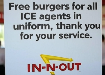“ICE 요원에겐 무료 버거” 인앤아웃 안내문 논란 … LA 매장 추정